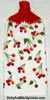 red cherries on white background kitchen towel