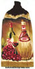 chianti wine bottle on a hanging hand towel
