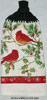 pair of cardinals on hanging kitchen hand towel