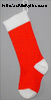 Red Christmas stocking with white trim