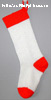 White Christmas stocking with red trim