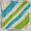 gree, blue, white stripe cotton  knit- dish cloth