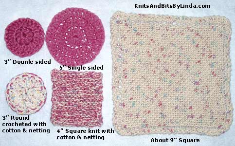 kitchen scrubbie set contents with potpourri color yarn