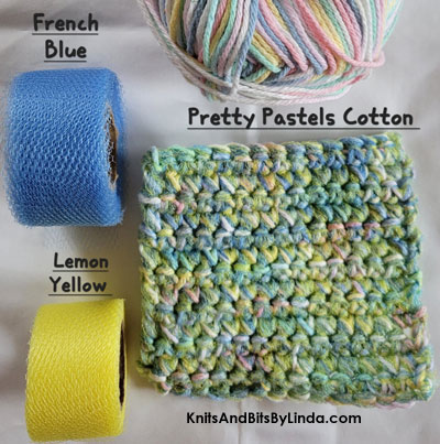 pastel cottonyarn with french blue and lemon nylon netting
