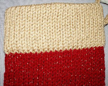 Cranberry Red and Lace tea-dyed look Christmas Stocking