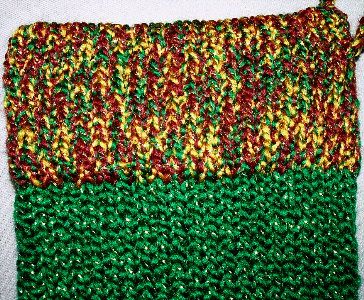 Green  & Multi yarn trim Christmas Stocking