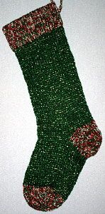 Victorian Green Christmas Stocking with Multi trim