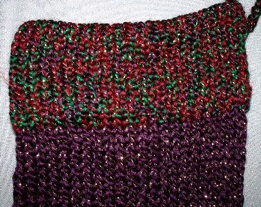 Purple  & Multi yarn trim Christmas Stocking