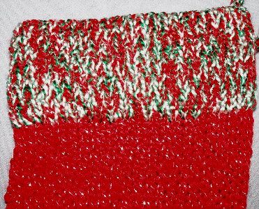 Christmas red stocking with multi 2 trim
