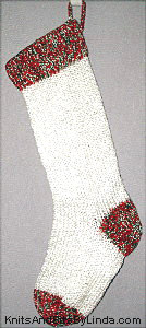 shiny white Christmas stocking with multi-2 trim