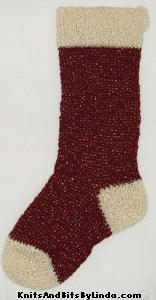 burgundy and aran victorian full view Christmas stocking