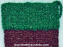 burgundy with green jewels yarn stocking