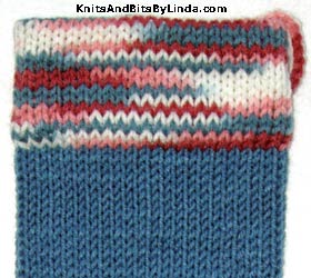 country blue sock with wedgewood multi trim