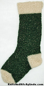 victorian green with aran Christmas stocking full view