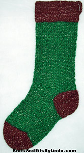 green and burgundy jewels Christmas stocking full view