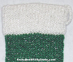 green-white-silver-2 Christmas stocking close up
