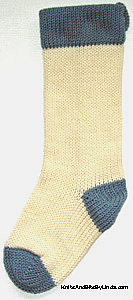 ivory stocking with country blue yarn trim - full view