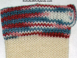 ivory stocking with wedgewood multi trim