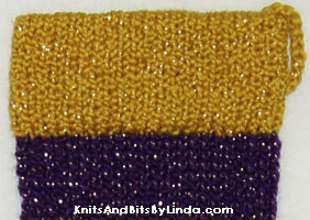 purple and gold jewels Christmas stocking close-up