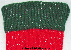red-green-silver sparke yarn stocking