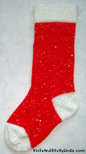 red-white-silver sparke yarn stocking full shot