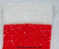 red-white-silver sparkle christmas stocking close up