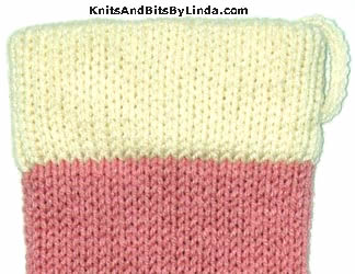 rose pink sock with ivory trim