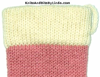 rose pink sock with ivory trim